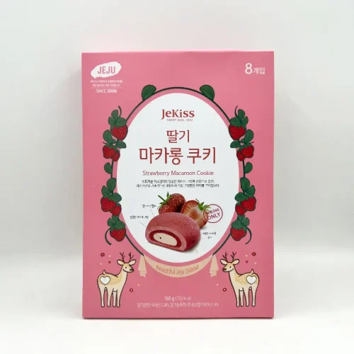 JEJU Strawberry Macaron Cookie 제주 딸기 마카롱 쿠키 8pcs. 5.64oz. (160g)